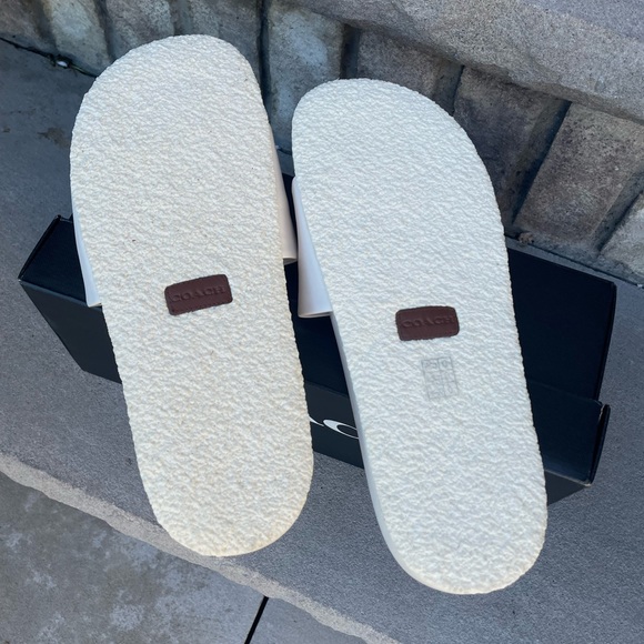 COACH ALEXIS LEATHER SANDAL 7.5 Women's Slide Slip On Casual Summer White New - Picture 7 of 8